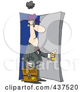 Cartoon Tax Man Walking Through A Door