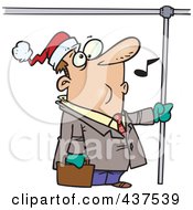 Poster, Art Print Of Commuting Businessman Whistling And Wearing A Santa Hat