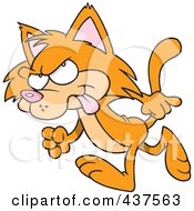 Poster, Art Print Of Black And White Outline Design Of A Mad Orange Cat Walking