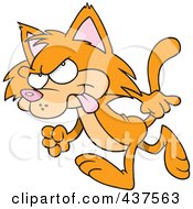 Royalty Free RF Clip Art Illustration Of A Black And White Outline Design Of A Mad Orange Cat Walking