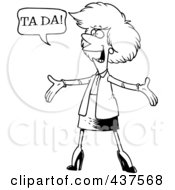 Royalty Free RF Clip Art Illustration Of A Black And White Outline Design Of A Surprising Businesswoman Shouting Ta Ta