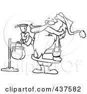 Poster, Art Print Of Black And White Outline Design Of Santa Ringing A Charity Bell