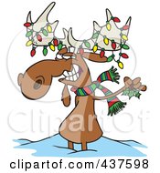 Poster, Art Print Of Decorated Christmas Moose In The Snow