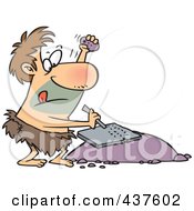 Poster, Art Print Of Prehistoric Man Chiseling A Tablet