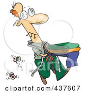 Poster, Art Print Of Male Cartoon Tailor Carrying Material