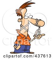 Royalty Free RF Clip Art Illustration Of A Cartoon Man Tangled In Tape by toonaday