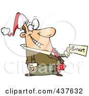 Royalty Free RF Clip Art Illustration Of A Happy Businessman Holding A Christmas Bonus