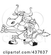 Royalty Free RF Clip Art Illustration Of A Black And White Outline Design Of A Cow Couple Dancing The Tango