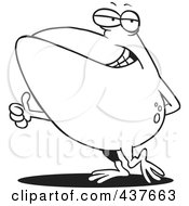 Royalty Free RF Clip Art Illustration Of A Black And White Outline Design Of A Big Frog Holding A Thumb Up