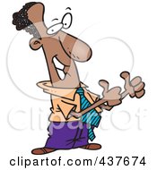 Royalty Free RF Clip Art Illustration Of A Cartoon Black Businessman Holding Two Thumbs Up