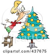 Poster, Art Print Of Blond Lady Decorating A Christmas Tree