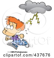 Poster, Art Print Of Cartoon Boy Running From Lightning