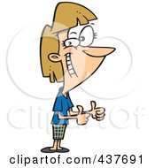 Royalty Free RF Clip Art Illustration Of A Pleased Cartoon Woman Holding Two Thumbs Up
