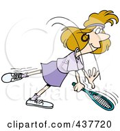Poster, Art Print Of Cartoon Woman Swinging Her Tennis Racket