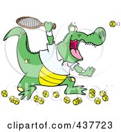 Poster, Art Print Of Cartoon Alligator Playing Tennis