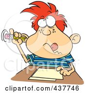 Poster, Art Print Of Cartoon Boy Sticking His Pencil In His Ear While Taking A Test