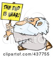 Poster, Art Print Of Cartoon Man Holding A The End Is Near Sign