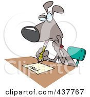 Poster, Art Print Of Cartoon School Dog Taking A Test