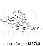 Poster, Art Print Of Black And White Outline Design Of A Disgusted Businesswoman Running Away