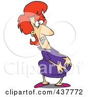 Royalty Free RF Clip Art Illustration Of A Cartoon Pregnant Woman Holding Her Belly