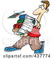 Cartoon Male Student Carrying Text Books
