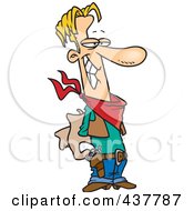Royalty Free RF Clip Art Illustration Of A Thankful Cowboy Holding His Hat Behind His Back by toonaday
