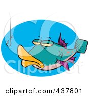 Cartoon Tempted Fish Staring At A Hook