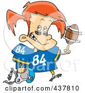 Royalty Free RF Clip Art Illustration Of A Little Football Girl Spinning A Ball On Her Finger by toonaday