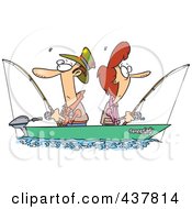 Poster, Art Print Of Couple Fishing Together In A Boat