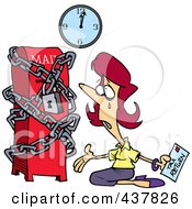 Poster, Art Print Of Cartoon Woman Kneeling And Crying With Her Tax Return At A Locked Up Mail Box