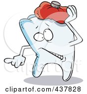 Royalty Free RF Clip Art Illustration Of A Tooth Trying To Soothe An Ache With An Ice Pack by toonaday