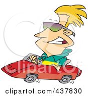 Royalty Free RF Clip Art Illustration Of A Cool Blond Man Wearing Shades And Driving A Convertible by toonaday