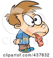 Royalty Free RF Clip Art Illustration Of A Cartoon Boy Sticking His Tied Tongue Out by toonaday