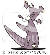 Royalty Free RF Clip Art Illustration Of A Purple Top Heavy Rhino Balanced On His Face by toonaday
