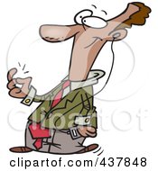 Royalty Free RF Clip Art Illustration Of A Cartoon Businessman Snapping His Fingers And Listening To Music by toonaday