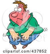 Poster, Art Print Of Cartoon Man Trying To Squeeze Into Jeans