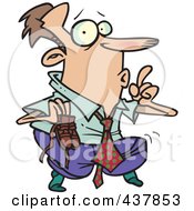 Poster, Art Print Of Cartoon Businessman Sneaking Around On His Tip Toes