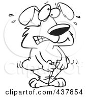 Poster, Art Print Of Black And White Outline Design Of A Dog Trying To Squeeze Into Tight Pants
