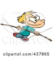 Poster, Art Print Of Cartoon Boy Walking On A Tight Rope