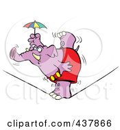 Purple Elephant Balanced On One Foot On A Tight Rope
