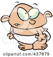 Royalty Free RF Clip Art Illustration Of A Toddler Boy Standing In A Diaper by toonaday