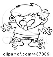 Poster, Art Print Of Black And White Outline Design Of A Boy Wiggling His Toes