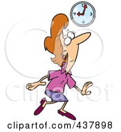 Poster, Art Print Of Sneaky Cartoon Businesswoman Tip Toeing Late To Work