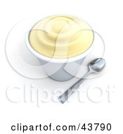 Spoon Beside A 3d Cup Of Vanilla Frozen Yogurt