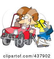 Poster, Art Print Of Cartoon Woman Kicking A Tire On A Ca