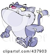 Royalty Free RF Clip Art Illustration Of A Tough Purple Tom Cat Walking Upright