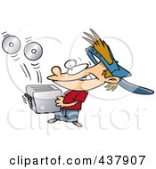 Royalty Free RF Clip Art Illustration Of A Boy Shooting Cds Out Of A Toaster