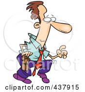 Royalty Free RF Clip Art Illustration Of A Sneaky Cartoon Businessman Tip Toeing Around