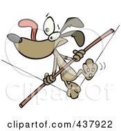 Royalty Free RF Clip Art Illustration Of A Brown Dog Walking A Tight Rope