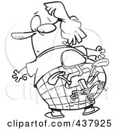 Royalty Free RF Clip Art Illustration Of A Black And White Outline Design Of A Womans Butt Stuck In A Chair by toonaday